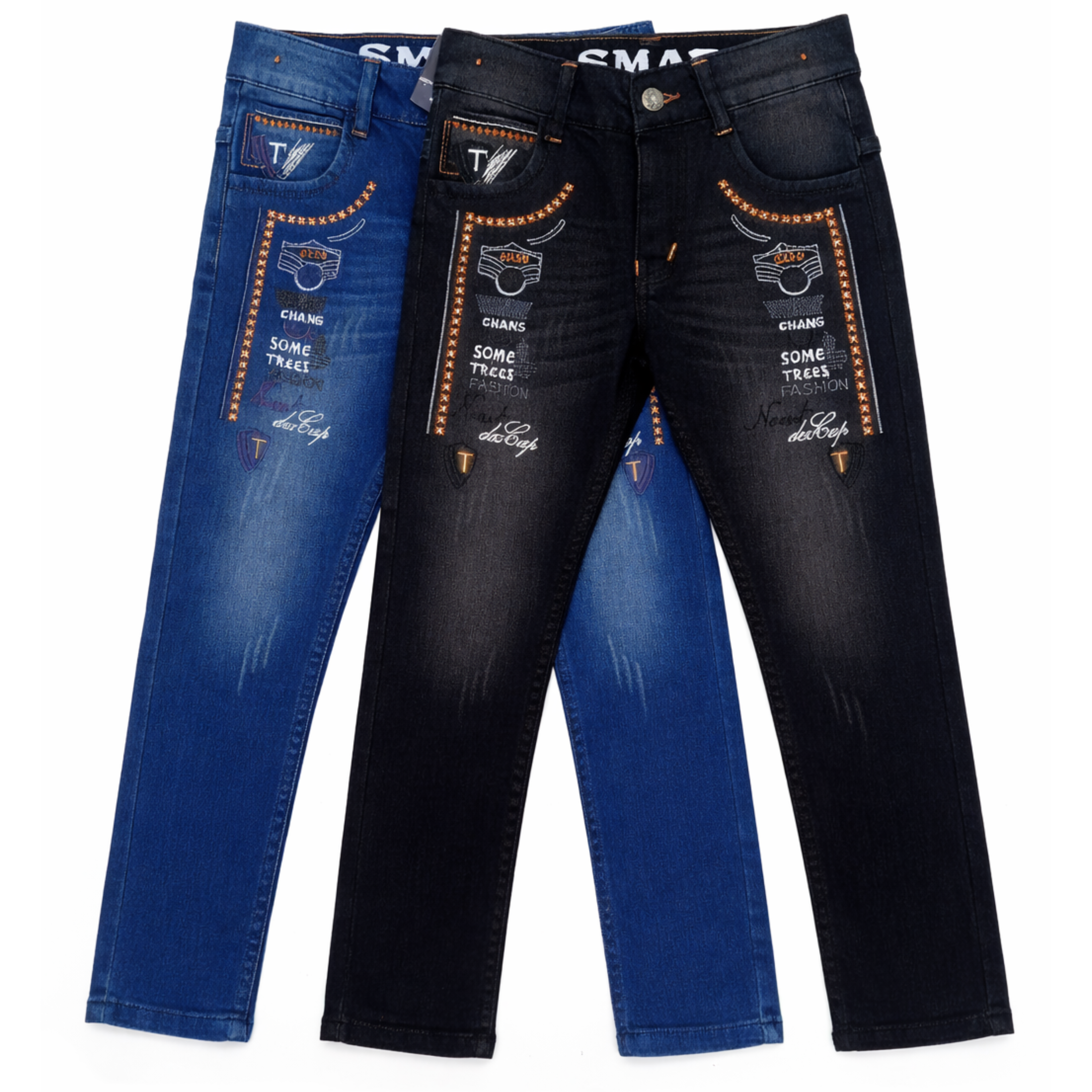 Boys' Graphic Print Denim Jeans – Slim Fit Pants - 1022