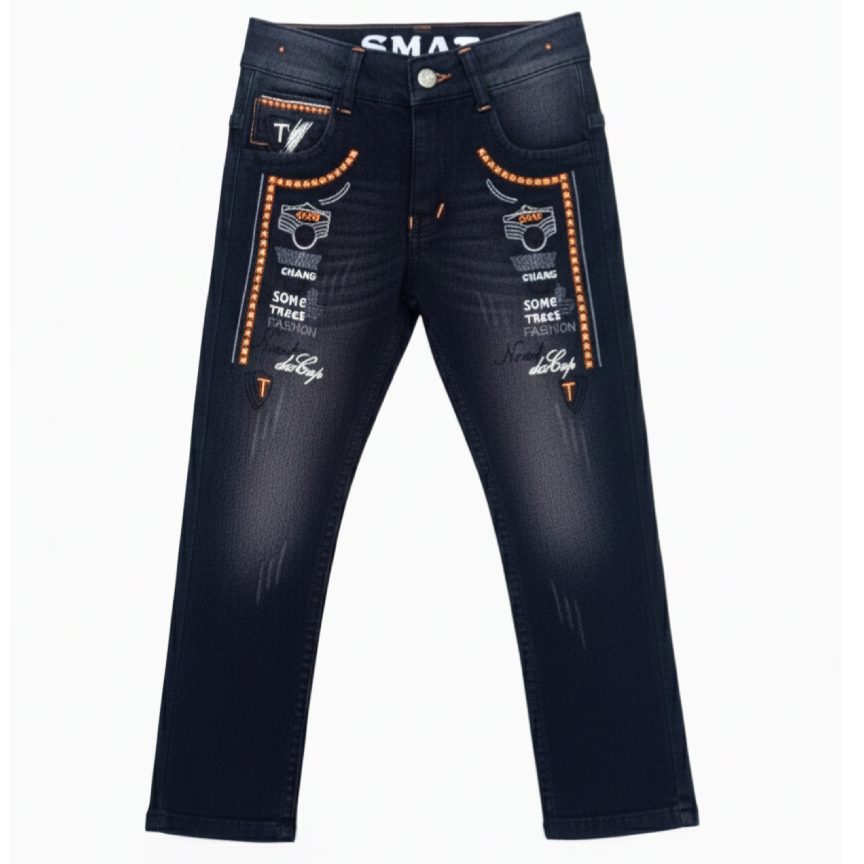 Boys' Graphic Print Denim Jeans – Slim Fit Pants - 1022