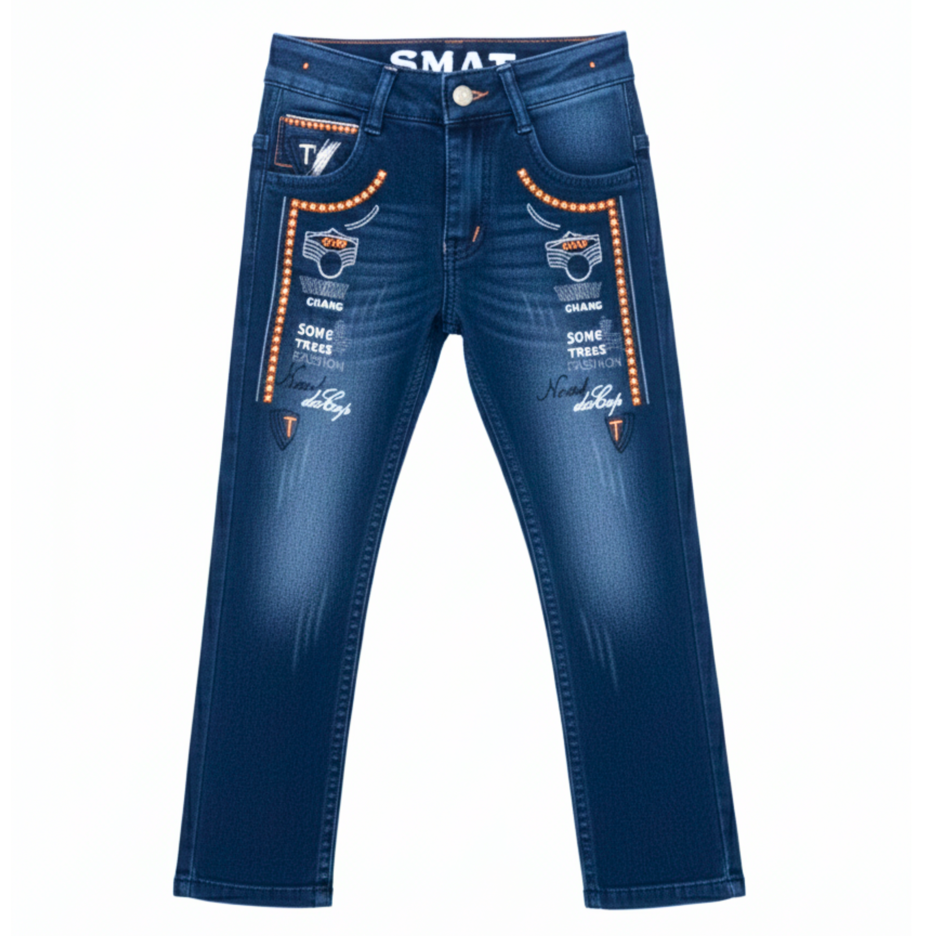 Boys' Graphic Print Denim Jeans – Slim Fit Pants - 1022