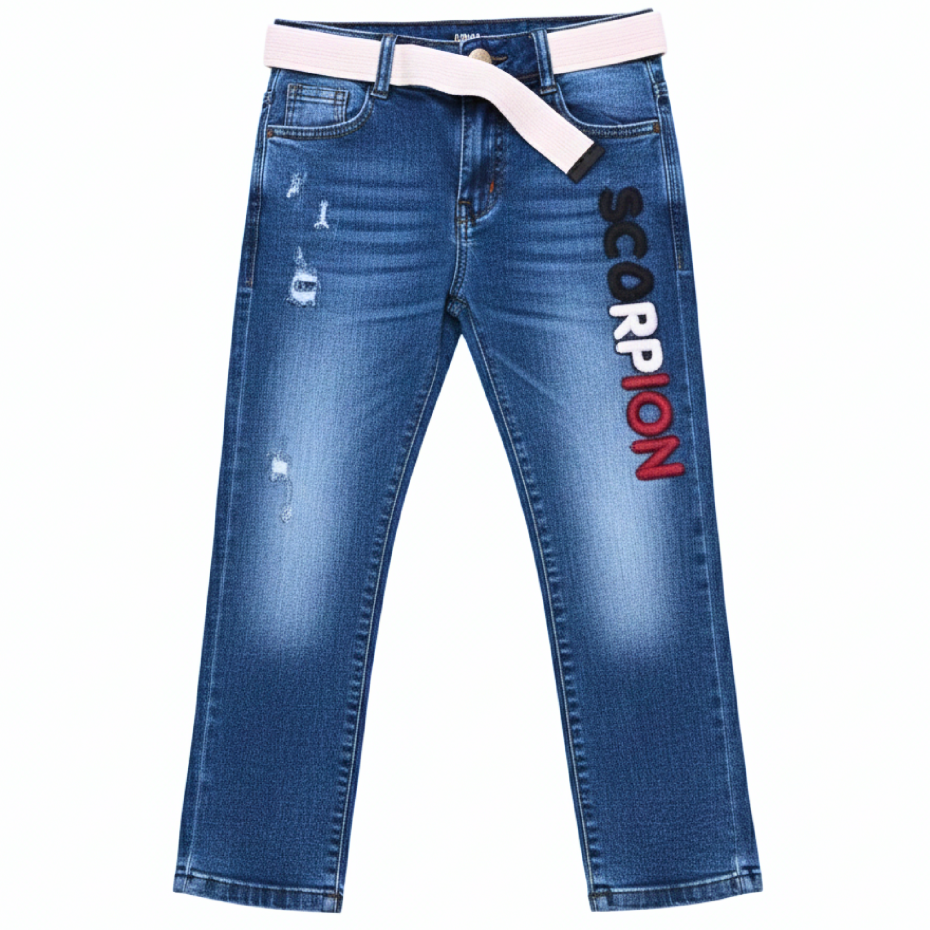 Boys' Graphic Embroidery Denim Jeans – Slim Fit Pants - 1031