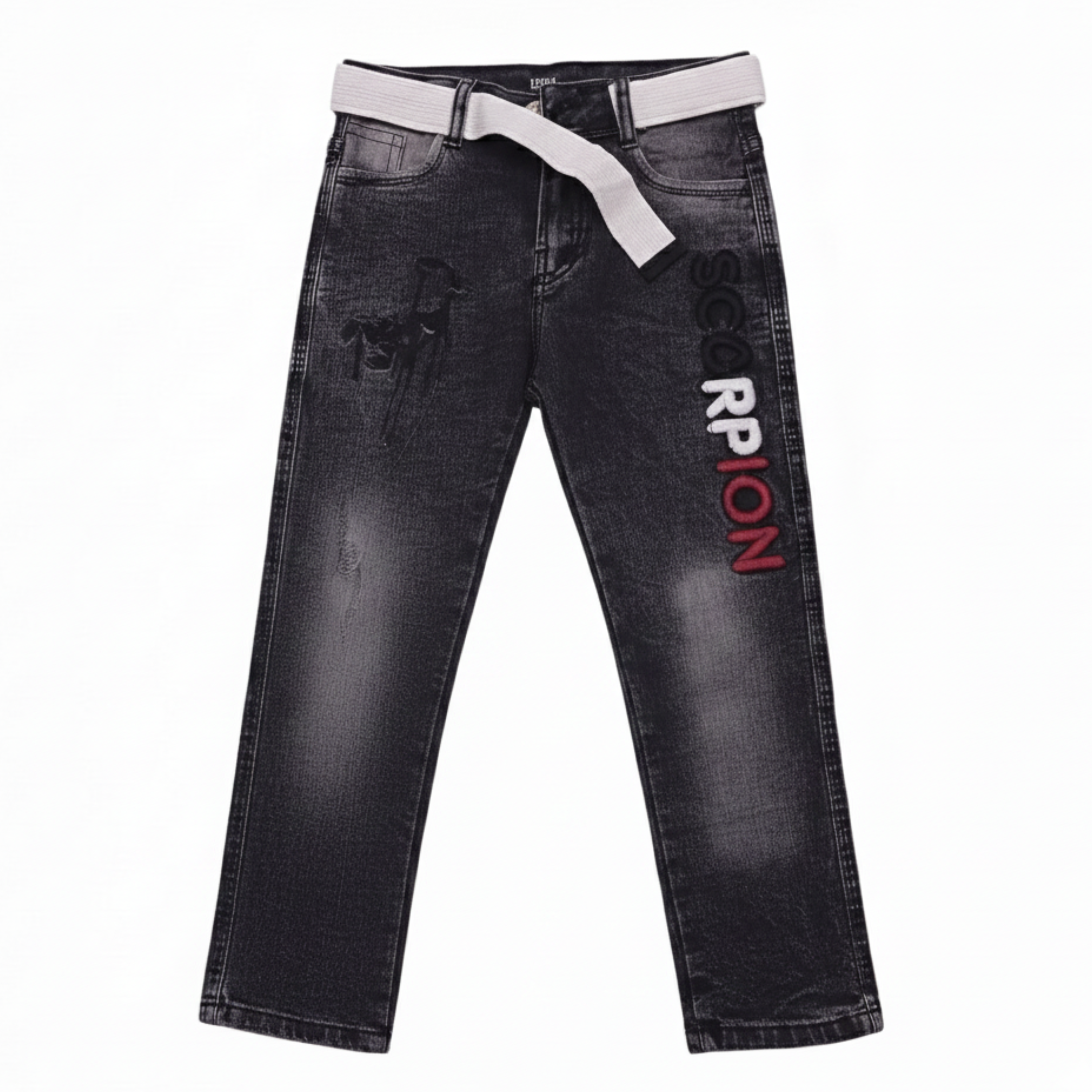 Boys' Graphic Embroidery Denim Jeans – Slim Fit Pants - 1031