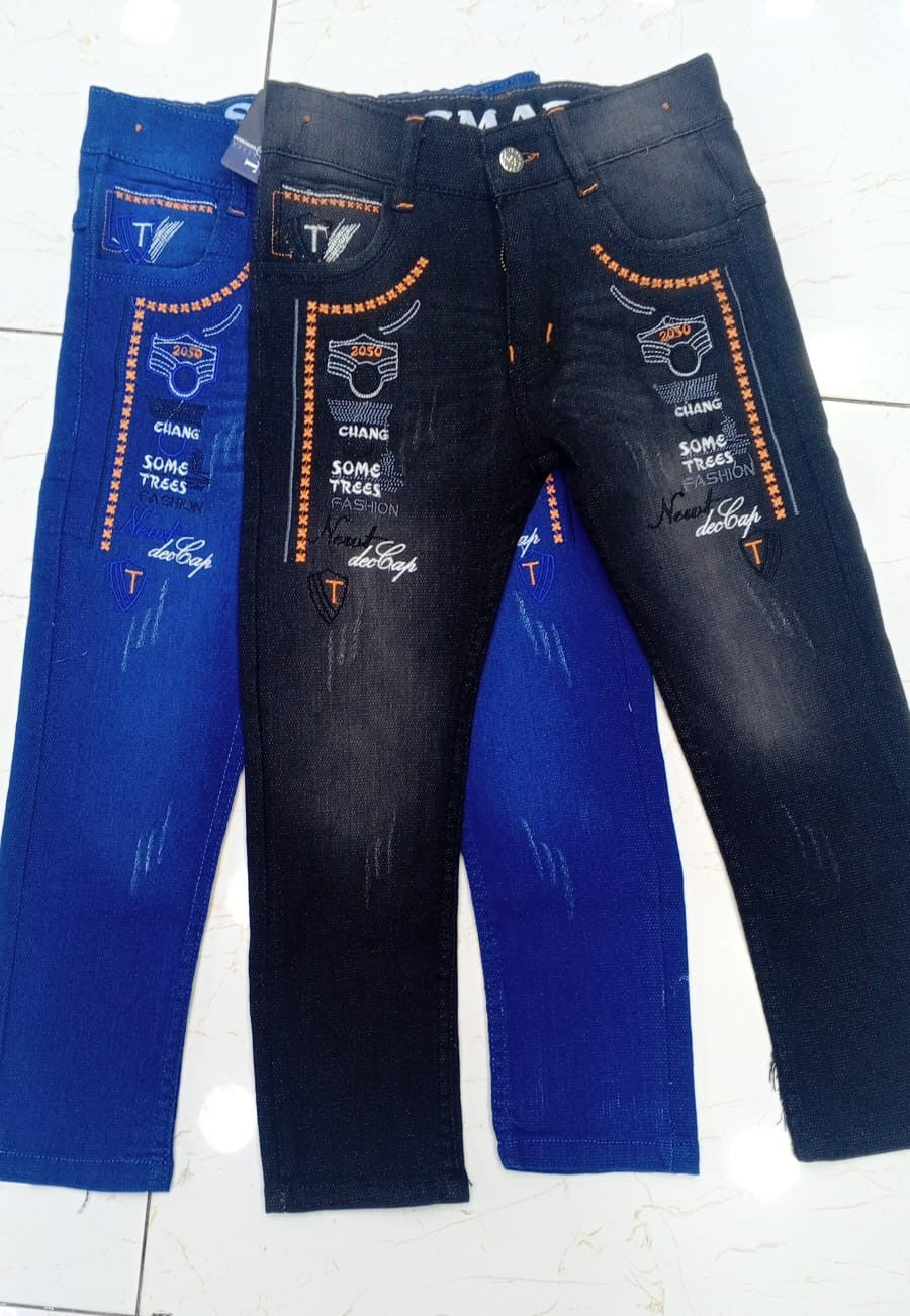 Boys' Graphic Print Denim Jeans – Slim Fit Pants - 1022